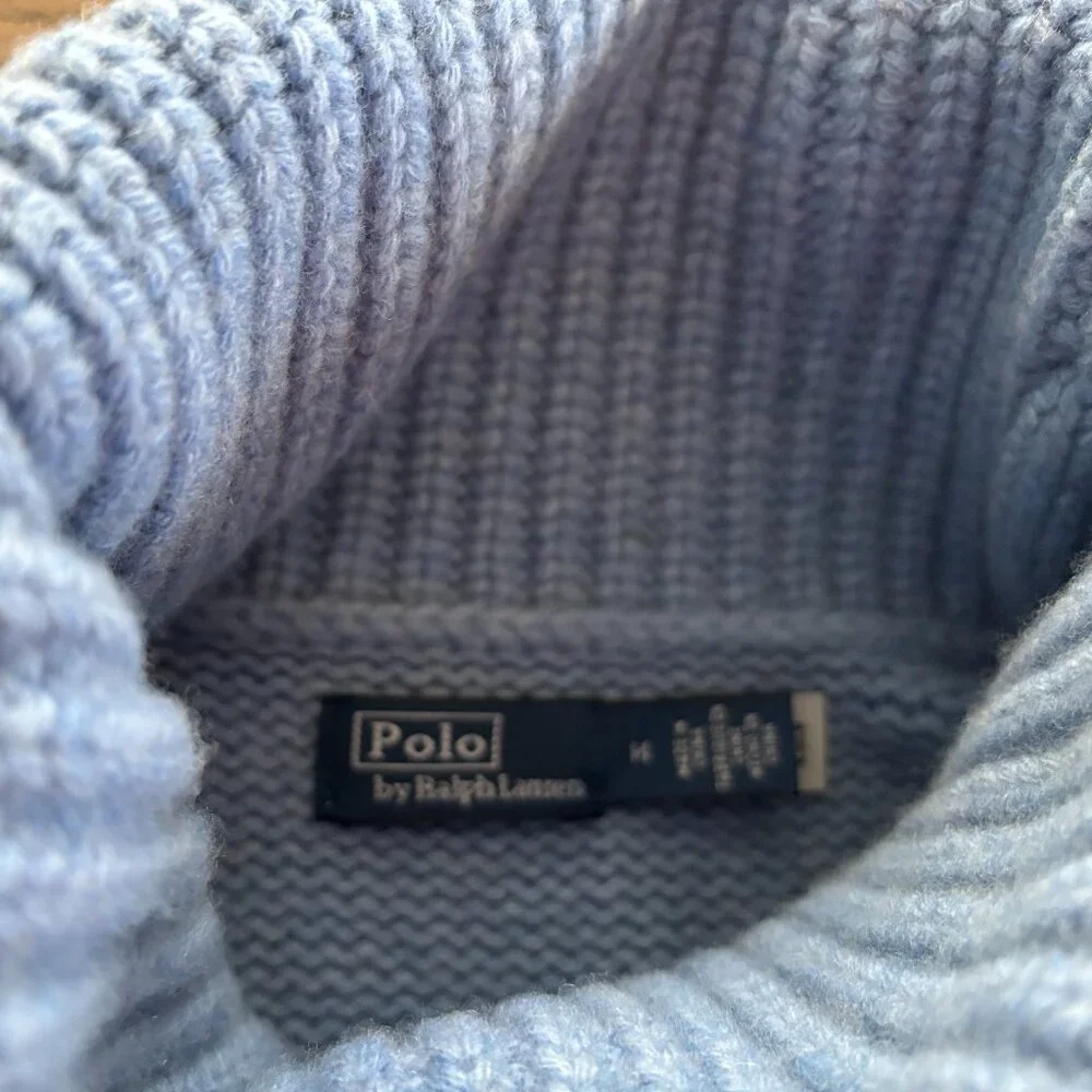 NWT (Light Blue) Polo by Ralph Lauren Wool-Cashmere Turtleneck Sweater - Picture 3 of 5